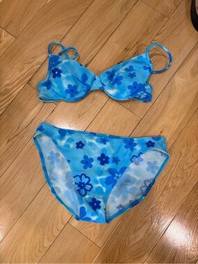 Vintage Blue Floral Bikini Set